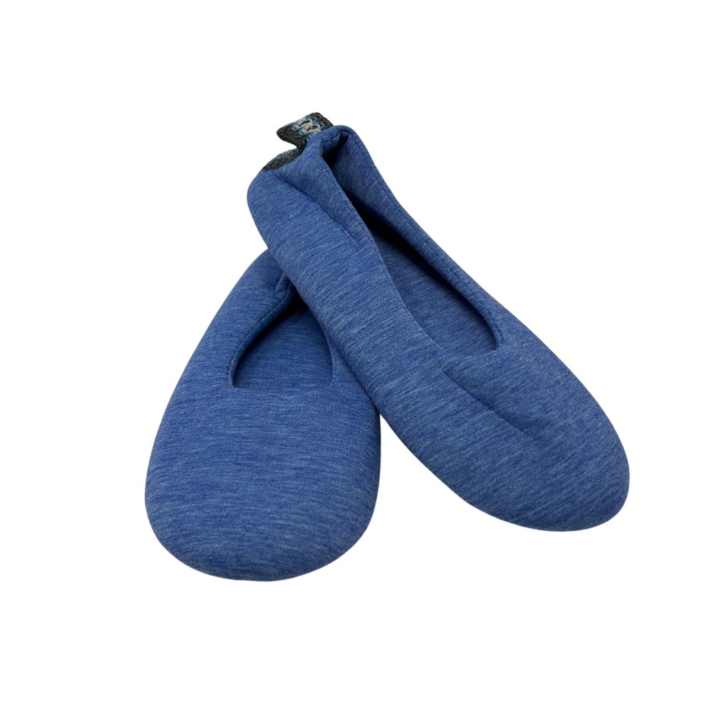 Muk Luks Womens Ballerina Slippers Blue Heathered Indoor Lounge Shoes